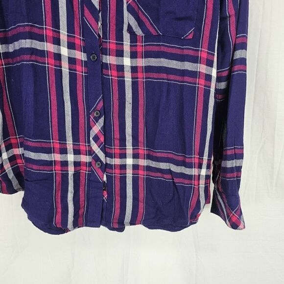 Rails Hunter Plaid Button Up Shirt Navy/Ruby/White Womens Size Medium - Picture 4 of 8